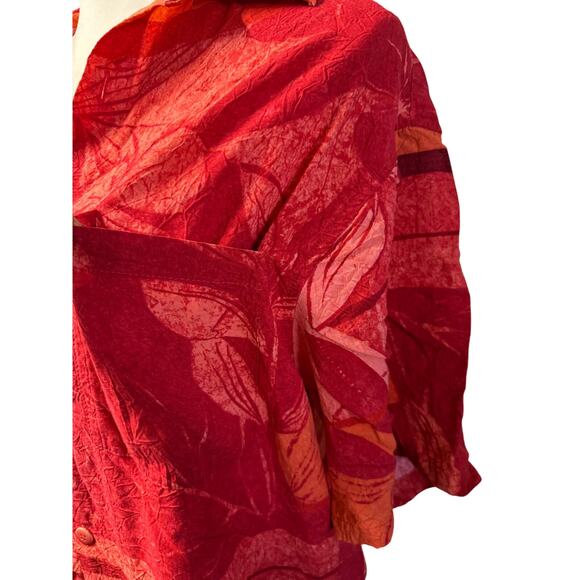 Jams World spice flower Hawaiian button up Shirt Rayon men red orange sz m - Picture 10 of 12